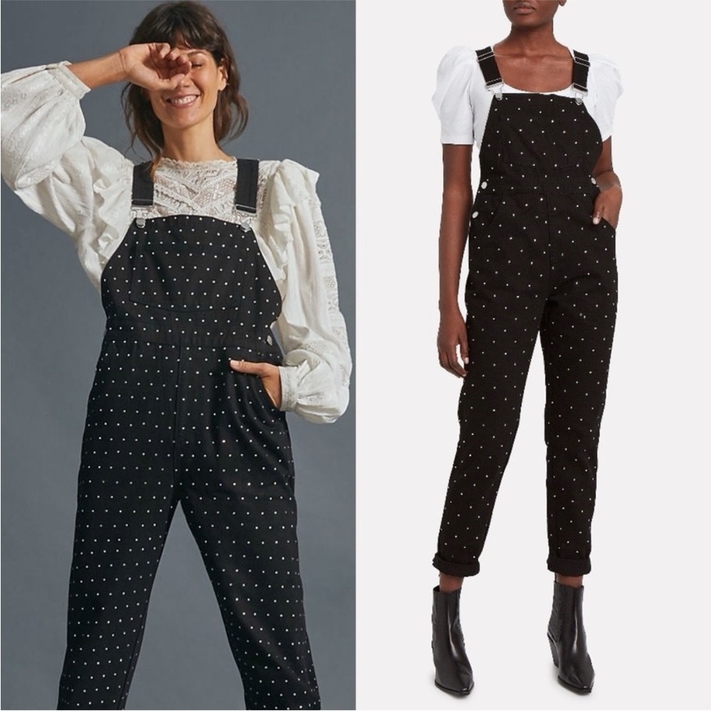 Weworewhat Basic Crystal Denim Overalls Size M Pe… - image 1